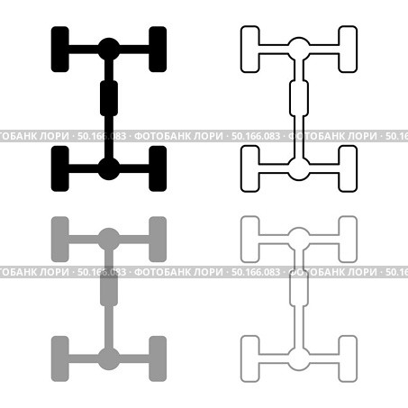 Undercarriage Chassis Carriage for car Vehicle frame icon outline set black grey color vector illustration flat style simple image. Стоковое фото, агентство Ingram Publishing / Фотобанк Лори