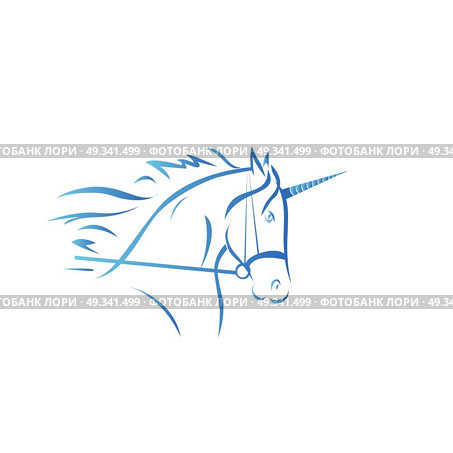 Unicorn Horse Tribal Logo Silhouette. Isolated. Стоковая иллюстрация, агентство Ingram Publishing / Фотобанк Лори