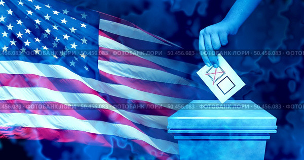 United States elections and American vote or voter and America voting or USA partisan politics as Republicans and Democrats in a political election with 3D illustration elements. Стоковое фото, агентство Ingram Publishing / Фотобанк Лори