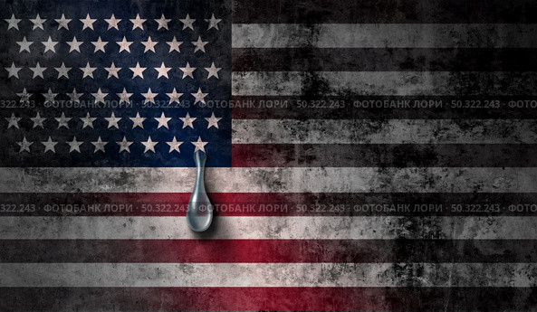 United States grief and American social crisis or US violence concept as a US flag crying a tear with the stars and stripes as a metaphor for national sorrow in a 3D illustration style. Стоковое фото, агентство Ingram Publishing / Фотобанк Лори