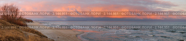 Утро на Балтийском море. Панорама. Стоковое фото, фотограф Сергей Куров / Фотобанк Лори
