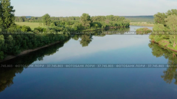 Южный Урал, Башкирия, река Ай. Вид с воздуха. The Southern Urals, Bashkiria, the Ai River. Aerial view. Стоковое видео, видеограф Евгений Романов / Фотобанк Лори