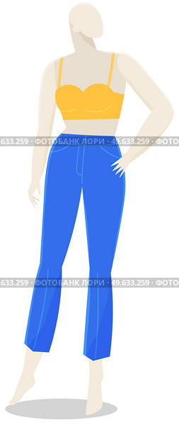 Vector design of human mannequin for women s clothes showcase. Female figure full length fashion clothing store equipment isolated on white. Human body replica to show model clothes. Dress shop. Mannequin for women s clothes showcase. Female figure full length fashion clothing store equipment. Стоковая иллюстрация, агентство Ingram Publishing / Фотобанк Лори