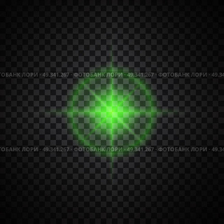 Vector green glowing lights on transparent background. Special effect light rays. Spark, star burst, flash. Spotlight flare. Illumination. Стоковая иллюстрация, агентство Ingram Publishing / Фотобанк Лори