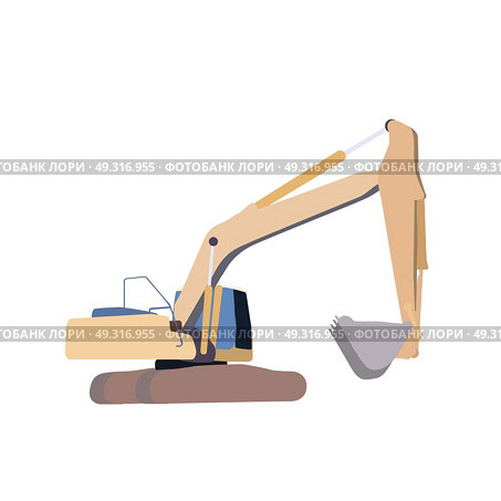 Vector Illustration of Working Excavator. Isolated on White Background.. Working Excavator. Isolated. Стоковая иллюстрация, агентство Ingram Publishing / Фотобанк Лори