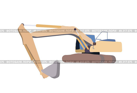 Vector Illustration of Working Excavator. Isolated on White Background.. Working Excavator. Isolated. Стоковая иллюстрация, агентство Ingram Publishing / Фотобанк Лори