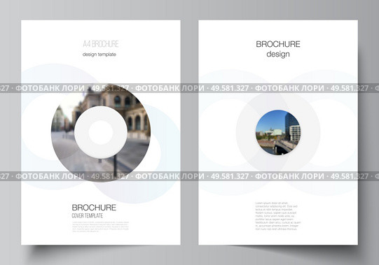 Vector layout of A4 cover mockups templates for brochure, flyer layout, booklet, cover design, book design, brochure cover. Background template with rounds, circles for IT, technology. Minimal style. Vector layout of A4 cover mockups templates for brochure, flyer layout, booklet, cover design, book design, brochure cover. Background template with rounds, circles for IT, technology. Minimal style. Стоковая иллюстрация, агентство Ingram Publishing / Фотобанк Лори