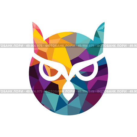 vector owl logo. Isolated blue and yellow vector owl logo illustration school emblem Graduation symbol. Стоковая иллюстрация, агентство Ingram Publishing / Фотобанк Лори