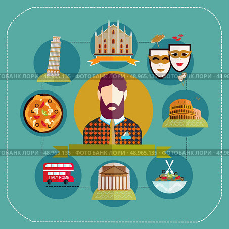 Vector set of stylized italy icons. Стоковая иллюстрация, агентство Ingram Publishing / Фотобанк Лори