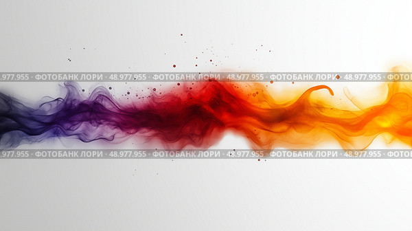 Vibrant abstract smoke swirl creates a colorful effect on white. Стоковое AI-изображение, AI-художник Katsiaryna Repich / Фотобанк Лори