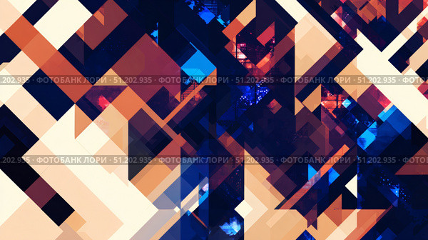 Vibrant geometric abstract art with bold angles and dynamic colors. Стоковое AI-изображение, AI-художник Zakharova Natasha / Фотобанк Лори