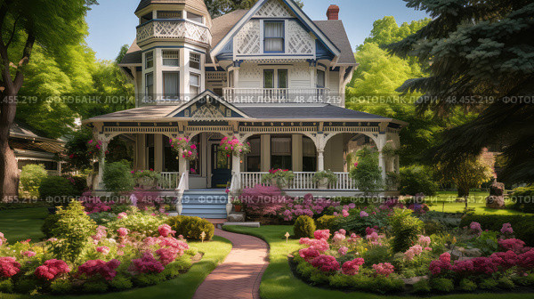 victorian probate house ai generated. Стоковое AI-изображение, AI-художник Vectorwin / Фотобанк Лори