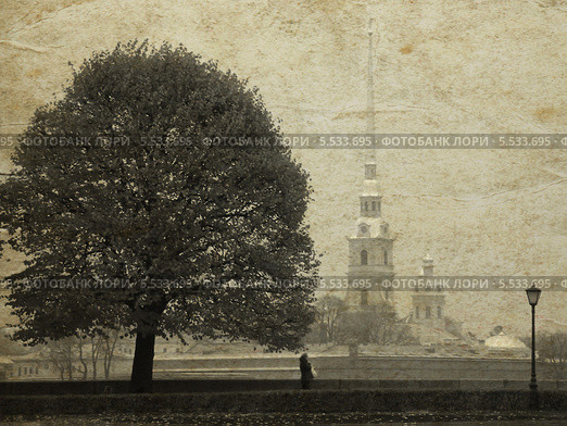 Вид на Петропавловскую крепость, под старину (2011 год). Стоковое фото, фотограф Корнилова Светлана / Фотобанк Лори