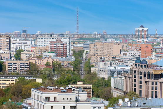 Вид на  Пресненский район и улицу Заморенова. Москва (2015 год). Редакционное фото, фотограф Pukhov K / Фотобанк Лори