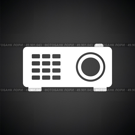 Video projector icon. Black background with white. Vector illustration. Стоковая иллюстрация, агентство Ingram Publishing / Фотобанк Лори