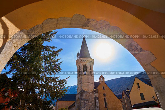 Vielha also Viella village in Lerida Catalonia of Spain Aran Valley in Pyrenees. Стоковое фото, агентство Ingram Publishing / Фотобанк Лори
