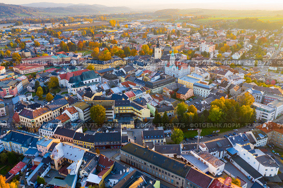 View from drone of Sumperk, Czech Republic (2019 год). Стоковое фото, фотограф Яков Филимонов / Фотобанк Лори