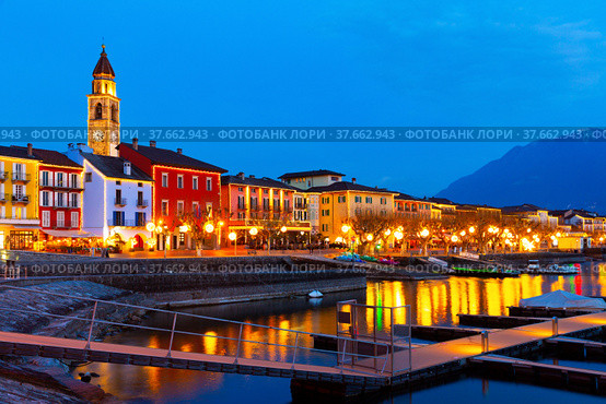 View of embankment in Ascona, canton of Ticino, Switzerland. Стоковое фото, фотограф Яков Филимонов / Фотобанк Лори