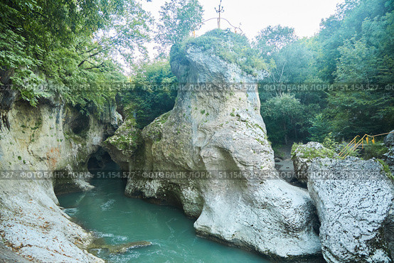 View of the canyon or gorge. Unique natural places. A large mountain river sandwiched between rocks. Natural landscape. Стоковое фото, фотограф Наталия Кирсанова / Фотобанк Лори