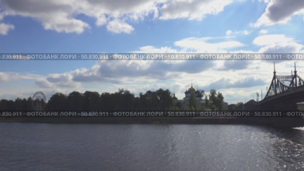 view of Tver, Russia. Savior Transfiguration Cathedral and Tver Regional Picture Gallery seen from above. Стоковое видео, видеограф Куликов Константин / Фотобанк Лори