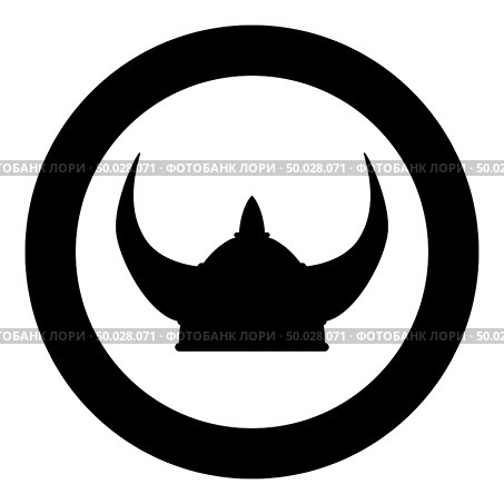 Viking helmet icon black color vector illustration flat style simple imagein circle round. Стоковая иллюстрация, агентство Ingram Publishing / Фотобанк Лори