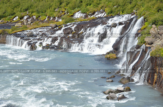 Водопады Исландии, Хрёйнфоссар (исл. Hraunfossar) (2014 год). Стоковое фото, фотограф Овчинникова Ирина / Фотобанк Лори