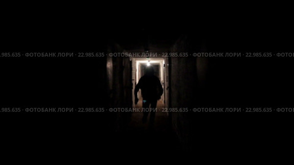 Вор бежит в темном подвале. Стоковое видео, видеограф Загородний Кирилл / Фотобанк Лори