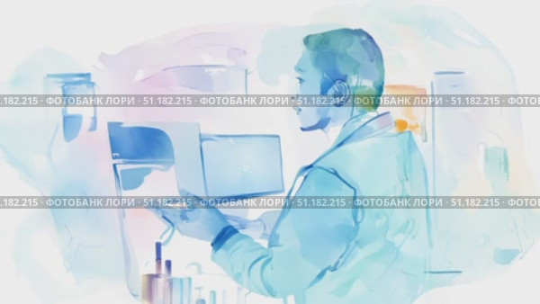 Watch as vibrant blue paint is skillfully applied to a canvas, showcasing fluid watercolor techniques and artistic expression. Стоковое AI-видео, аниматор Данила Большаков / Фотобанк Лори