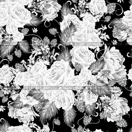 Water color pattern with flowers of rose and peony, raspberry. Illustrations.. Water color pattern with flowers of rose and peony, raspberry. . Стоковое фото, агентство Ingram Publishing / Фотобанк Лори