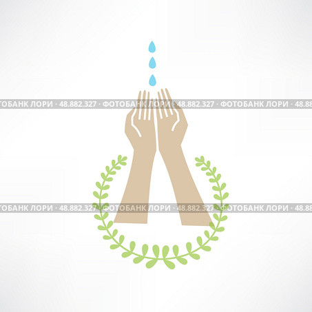 water dripping on your hands around which leaves icon. Стоковая иллюстрация, агентство Ingram Publishing / Фотобанк Лори
