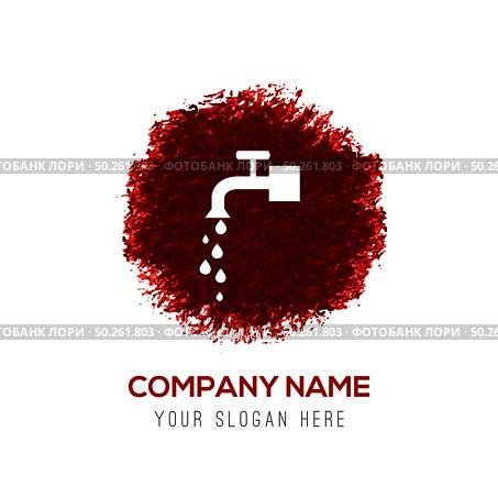 Water Tap Icon - Red WaterColor Circle Splash. Стоковая иллюстрация, агентство Ingram Publishing / Фотобанк Лори