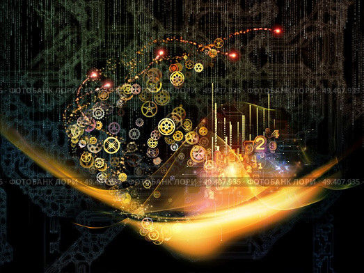 Waves of Technology series. Abstract composition of lights, fractal and technological elements suitable as element in projects related to science, philosophy, metaphysics and modern technology. Стоковое фото, агентство Ingram Publishing / Фотобанк Лори