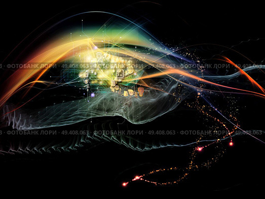 Waves of Technology series. Composition of lights, fractal and technological elements suitable as a backdrop for the projects on science, philosophy, metaphysics and modern technology. Стоковое фото, агентство Ingram Publishing / Фотобанк Лори