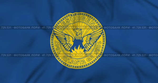 Waving flag of Atlanta city in USA. 3d animation in 4k resolution video. Развевающийся флаг города Атланта в США. Стоковая анимация, аниматор Александр Кузнецов / Фотобанк Лори