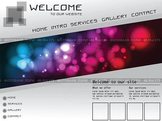 Website template elements, futuristic, homepage, vector. Стоковая иллюстрация, агентство Ingram Publishing / Фотобанк Лори