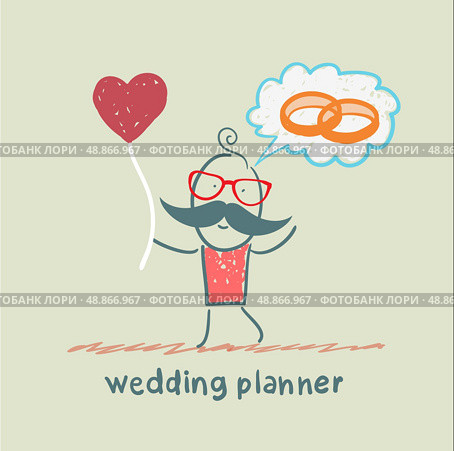 wedding planner keeps the ball in the form of a heart and think about the rings. Стоковая иллюстрация, агентство Ingram Publishing / Фотобанк Лори