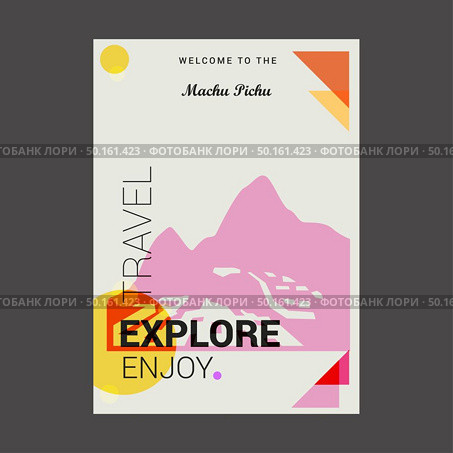 Welcome to The Machu Pichu Cuzco Region, Peru Explore, Travel Enjoy Poster Template. Стоковая иллюстрация, агентство Ingram Publishing / Фотобанк Лори