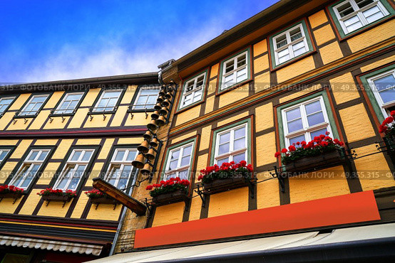 Wernigerode facades in Harz Germany at Saxony Anhalt. Wernigerode facades in Harz Germany Saxony. Стоковое фото, агентство Ingram Publishing / Фотобанк Лори