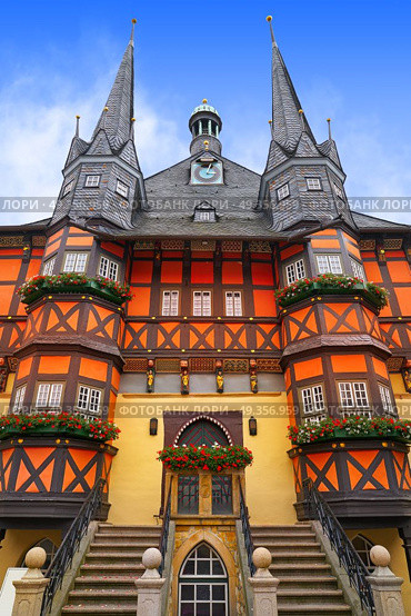 Wernigerode Rathaus Stadt city hall Harz Germany. Wernigerode Rathaus Stadt city hall in Harz Germany. Стоковое фото, агентство Ingram Publishing / Фотобанк Лори