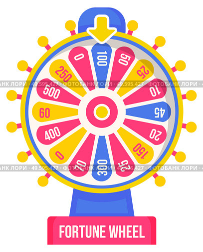 Wheel of fortune with winning numbers and sector bankrupt and bonus, flat style illustration. Game fortune wheel concept. Casino and gambling vector. Icon of casino fortune, wheel winner game. Wheel of fortune with winning numbers and sector bankrupt and bonus, flat style illustration. Стоковая иллюстрация, агентство Ingram Publishing / Фотобанк Лори