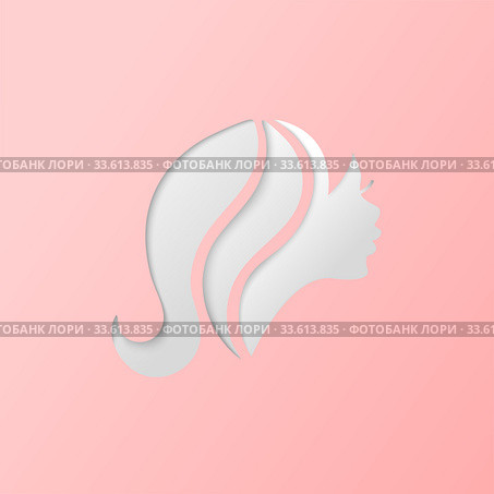White Silhouette of a girl in profile with hair. Стоковая иллюстрация, иллюстратор Анастасия Филиппова / Фотобанк Лори