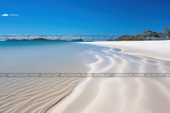 Whitehaven beach showing pristine silica sand and turquoise water in whitsunday islands. Стоковое AI-изображение, AI-художник Иван Рябоконь / Фотобанк Лори