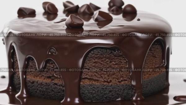 Whole Round Sacher torte wide long banner. Brown Chocolate famous Sachertorte cake with apricot jam on white background. Typical Austrian original brown sponge cake dessert with spreading cocoa glaze. Стоковое AI-видео, аниматор Марина Демидюк / Фотобанк Лори