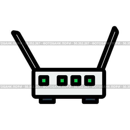 Wi-Fi Router Icon. Editable Bold Outline With Color Fill Design. Vector Illustration. Стоковая иллюстрация, агентство Ingram Publishing / Фотобанк Лори