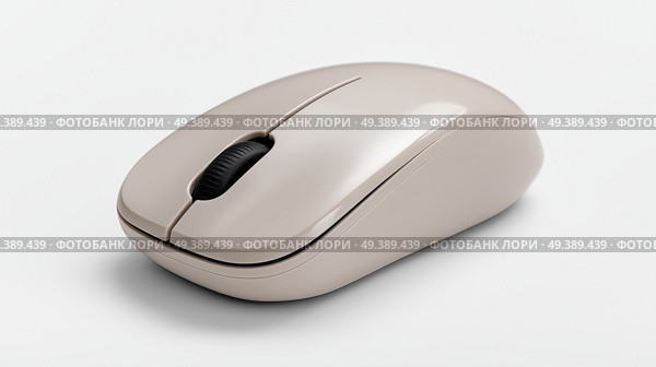Wireless computer mouse in sleek design on smooth surface. Беспроводная компьютерная мышь в элегантном дизайне на гладкой поверхности. Стоковое AI-изображение, AI-художник Katsiaryna Repich / Фотобанк Лори