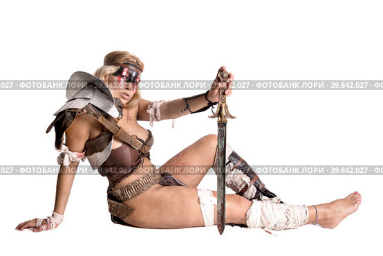woman gladiator/Ancient warrior. Стоковое фото, фотограф Luis Louro / Smarterpix / Фотобанк Лори