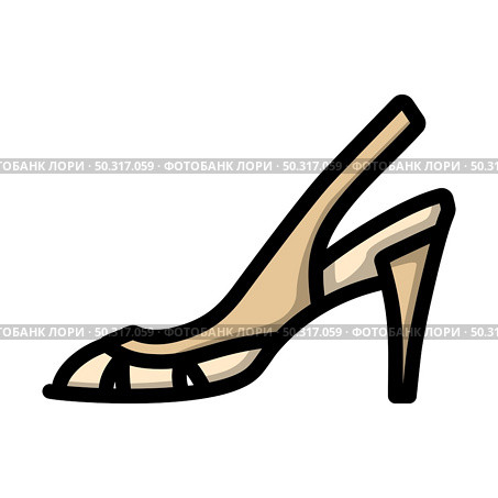 Woman Heeled Sandal Icon. Editable Bold Outline With Color Fill Design. Vector Illustration. Стоковая иллюстрация, агентство Ingram Publishing / Фотобанк Лори