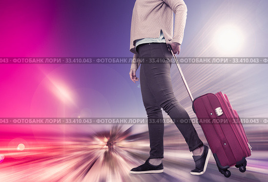 Woman with suitcase awaiting aircraft. Стоковое фото, фотограф Яков Филимонов / Фотобанк Лори