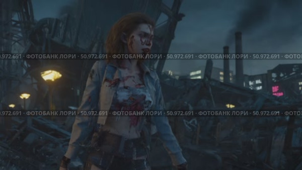 Wounded Woman in a Post-Apocalyptic Urban Wasteland. Стоковое AI-видео, аниматор Данила Большаков / Фотобанк Лори