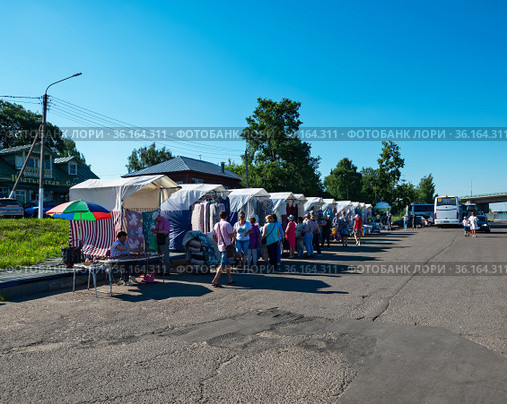 Ярмарка "Костромской лен". Город Кострома (2021 год). Редакционное фото, фотограф Макаров Алексей / Фотобанк Лори